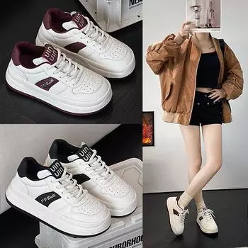 Женские повседневные туфли из натуральной кожи белого цвета EVA 2025 — универсальные, легкие, с толстой подошвой, с бархатом, весенняя коллекция. 37