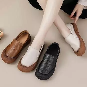 Женские повседневные туфли-лоферы на платформе Удобная деловая обувь для работы Кожаные туфли-лоферы для женщин Плоские туфли для вождения и ходьбы Модельные туфли Пенни-лоферы 37 чёрный