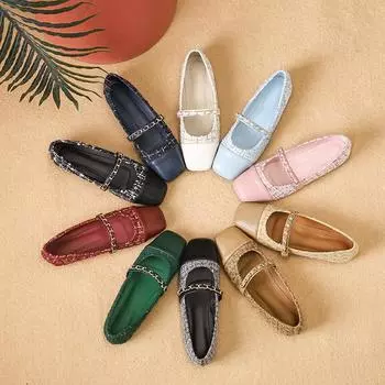 Женские повседневные туфли Мэри Джейн, балетки, туфли на плоской подошве с квадратным носком для женщин, легкие прогулочные туфли, туфли на плоской подошве с ремешком на щиколотке, удобные модельные туфли без шнуровки 35
