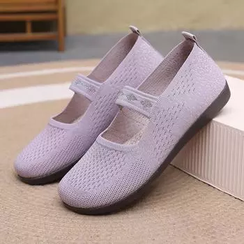 Женские повседневные туфли Мэри Джейн на плоской подошве с эластичными ремешками, удобные сетчатые дышащие туфли для ходьбы для женщин, легкие балетки 35 чёрный