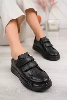 Женские повседневные туфли на липучке из натуральной кожи