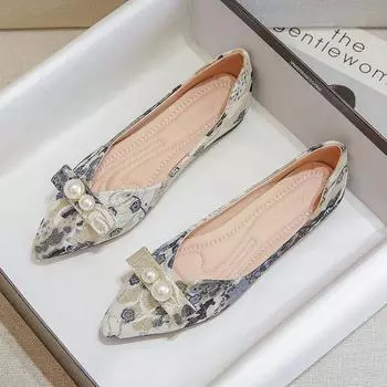 Женские повседневные туфли на мягкой подошве с плоским острым носком 43 чёрный