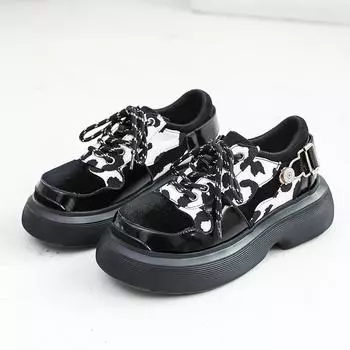 Женские повседневные туфли на платформе на плоской подошве для студентов колледжа, туфли в стиле Харадзюку для девочек, туфли Мэри Джейн на шнуровке, женские туфли Jk Lolita