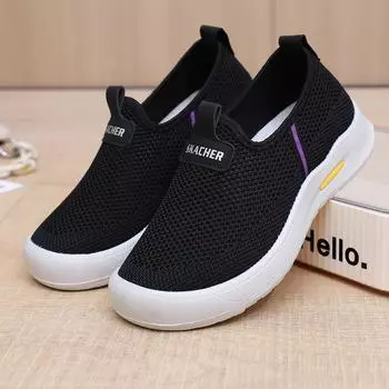 Женские повседневные туфли на платформе, нескользящие, дышащие, трикотажные, сетчатые, прогулочные туфли на плоской подошве для женщин, легкие рабочие теннисные кроссовки, удобные туфли для вечеринок 35 розовый