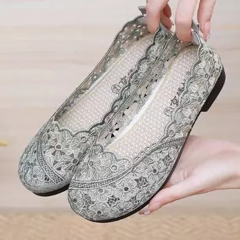 Женские повседневные туфли на плоской подошве без шнуровки, дышащая сетка, летние прогулочные туфли, легкие лоферы, удобные модельные туфли на плоской подошве, женские балетки с круглым носком