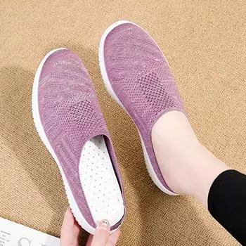 Женские повседневные туфли на плоской подошве, удобные туфли для ходьбы без застежек для женщин, легкие, мягкие, дышащие туфли на плоской подошве 36 чёрный