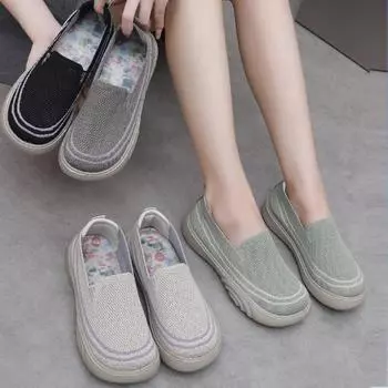 Женские повседневные туфли на толстой нескользящей подошве с мягкой подошвой, удобные одинарные туфли, легко надевать, туфли для мам 36 темно-коричневого