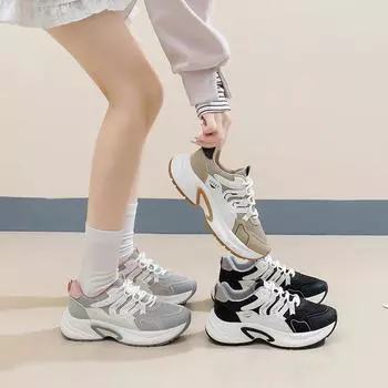 Женские повседневные туфли на толстой платформе Dad Shoes, нескользящие кроссовки для ходьбы со шнуровкой, удобные теннисные кроссовки для женщин, легкие дышащие кроссовки для бега 35