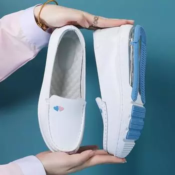 Женские повседневные туфли на воздушной подушке Love Flat Bottom Walking Shoes Дышащая обувь Обувь для медсестер 35 белый