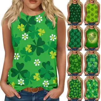 Женские повседневные туники, топы для ношения с леггинсами, летние рубашки без рукавов с принтами, майки, блузки L