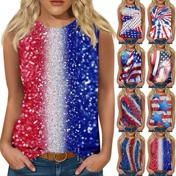 Женские повседневные туники, топы для ношения с леггинсами, летние рубашки без рукавов с принтами, майки, блузки L синий