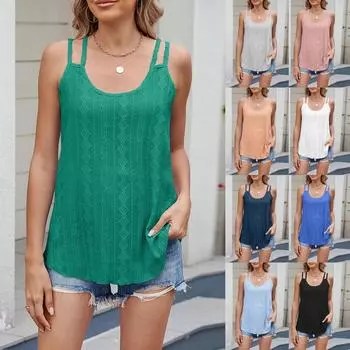 Женские повседневные удобные регулируемые сексуальные модные однотонные топы с открытой спиной L чёрный