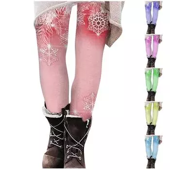 Женские повседневные уличные облегающие эластичные брюки с рождественским принтом для йоги, укороченные брюки L