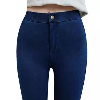 Женские повседневные уличные узкие брюки-карандаш, женские узкие брюки, однотонные черные брюки с карманами на пуговицах XL синий