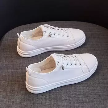 Женские повседневные универсальные туфли из натуральной кожи белого цвета на плоской подошве 2025 года 39