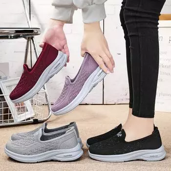Женские повседневные вязаные дышащие лоферы Нескользящие легкие кроссовки Удобная прогулочная обувь Удобные спортивные кроссовки для бега женские 36