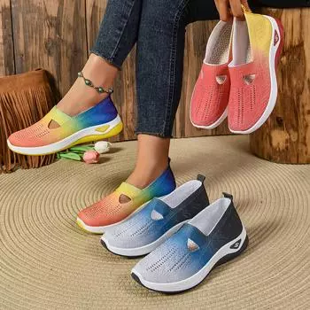 Женские повседневные вязаные дышащие лоферы Нескользящие легкие кроссовки Удобная прогулочная обувь Удобные спортивные кроссовки для бега женские 36