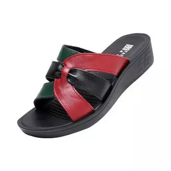 Женские повседневные женские тапочки на открытом воздухе, женские сандалии, женские туфли на танкетке с высоким каблуком, летние ретро-тапочки с открытым носком 35 чёрный