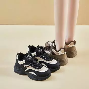 Женские повседневные зимние теплые кроссовки с подкладкой из искусственного меха, нескользящие ботинки на шнуровке, женские зимние ботинки с подкладкой из флиса, обувь для ходьбы и бега 35 хаки