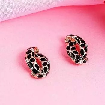 Женские позолоченные серьги 24 карата с зеленым цветочным принтом