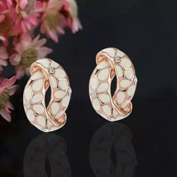 Женские позолоченные серьги 24 карата с зеленым цветочным принтом