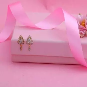 Женские позолоченные серьги-гвоздики Estele с американскими бриллиантами и рубинами Mariposa Lily