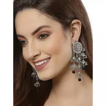 Женские позолоченные серьги с кисточками Kundan