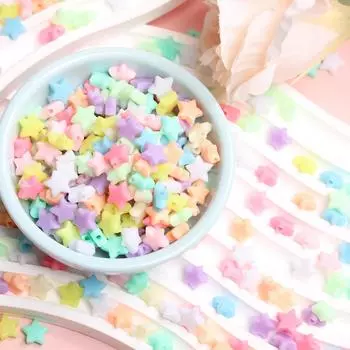 Женские пятиконечные звезды, модные DIY 400 шт., материалы для браслета, ожерелья, кремовые украшения, аксессуары, бусины цвета макарон разноцветный