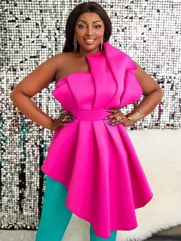 Женские праздничные блузки, топы, рубашки, сексуальные, с открытой спиной, с баской и оборками, тонкая клубная одежда на одно плечо, ночные женские блузы 2022