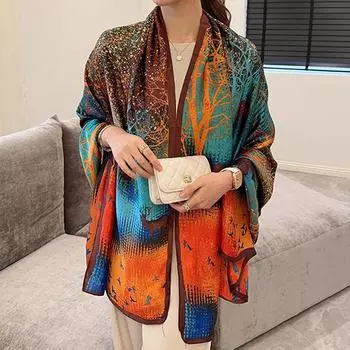 Женские принтованные шейные платки Аксессуары для одежды Бандана Хиджаб Дизайнерский Мусульманский Шелковый Шарф Шаль Женский Летний Платок Фуляр Муфлер 180x90cm