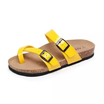 Женские пробковые шлепанцы с пряжками на ремешках Элегантные сандалии на плоской подошве Пляжные тапочки унисекс 36