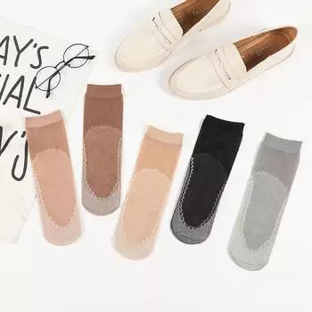 «Женские прочные нескользящие носки средней длины на хлопковой подошве — для всех сезонов» 10 pairs, One Size