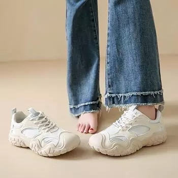 Женские прогулочные кроссовки, повседневные удобные дышащие легкие нескользящие модные туфли, женские кроссовки из искусственной кожи, уличная спортивная обувь для фитнеса 35 бежевый