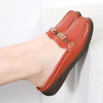 Женские сандалии с открытой спиной, летние слипоны, мюли, закрытые тапочки, удобные повседневные дорожные мюли, большой размер EU: 36 бежевый