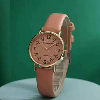 Женские простые цифровые круглые водонепроницаемые наручные часы с поясом OneSize бежевый