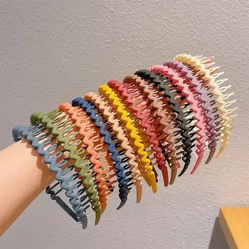 Женские простые цветные матовые зубчатые повязки для волос, повязка на голову для отделки сломанных волос, уличные обручи для волос, головные уборы, аксессуары для волос