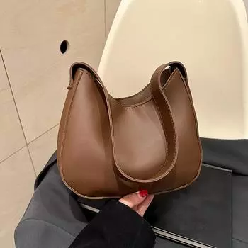 Женские простые модные сумки в стиле ретро, однотонная искусственная кожа, сумка на плечо под мышкой, повседневные сумки-хобо, трендовые сумки через плечо
