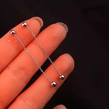 Женские простые серьги Doudou Earline с маленькой и короткой цепочкой, бахромой, отверстиями для ушей, бесплатными винтовыми застежками.