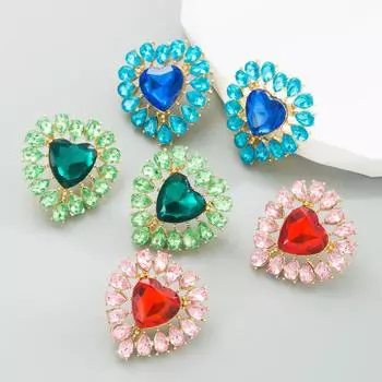 Женские простые серьги-гвоздики «Любовь», серьги-подвески из титанового стального сплава, акриловые красочные травяные кристаллы, геометрические украшения для ушей OneSize синий