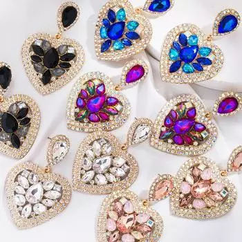 Женские простые серьги-капли из титанового стального сплава, серьги-подвески с кристаллами, многослойные серьги в форме любви, геометрические украшения для ушей OneSize белый