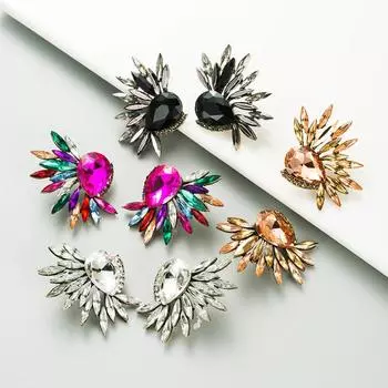 Женские простые серьги-капли из титанового стального сплава, серьги-подвески, акриловые красочные травяные кристаллы в форме капель воды, геометрические украшения для ушей OneSize чёрный