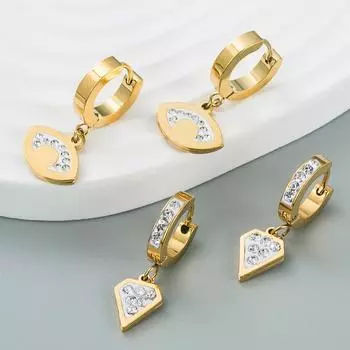 Женские простые серьги-капли из титановой стали, циркониевые кристаллы, геометрический цвет, тип глаза, бесцветные украшения для ушей OneSize золотой