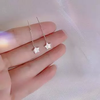 Женские простые серьги-пентаграммы Star Earline с холодным ветром, модный дизайн, маленькие серьги Sense серебряный