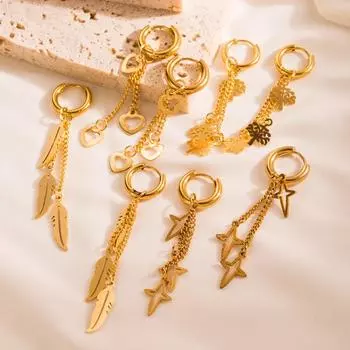 Женские простые серьги-подвески-цепочки из нержавеющей титановой стали, серьги-подвески золотого цвета, геометрические крестики в форме любви, украшения для ушей OneSize