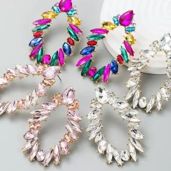 Женские простые серьги-подвески из титанового стального сплава, серьги-подвески из акрила, красочные хрустальные листья в форме геометрических украшений для ушей OneSize белый