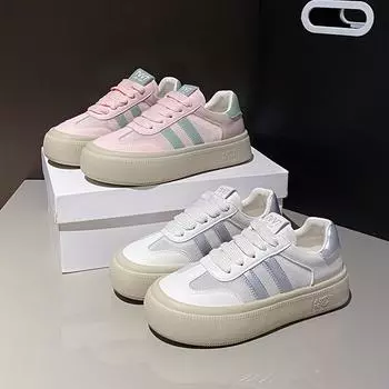 Женские простые сетчатые дышащие белые туфли на толстой подошве, летние новые модные универсальные повседневные спортивные туфли на шнуровке для скейтбординга 35 белый