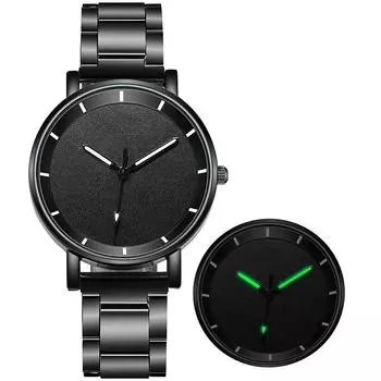Женские простые темпераментные мужские кварцевые наручные часы со светящимся стальным ремешком OneSize белый