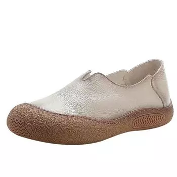 Женские простые туфли на плоской подошве для отдыха Женские удобные туфли с ремешками Осенние мокасины Женские мокасины без застежек Туфли на плоской подошве из натуральной кожи для мам CN 35