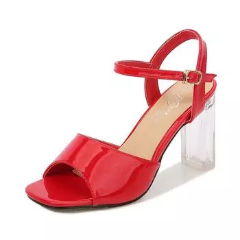 Женские прозрачные босоножки с пряжками на высоком каблуке 35 белый