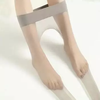 Женские прозрачные чулки, ультратонкие нейлоновые колготки 0D, бесшовные колготки, прозрачные чулки серый